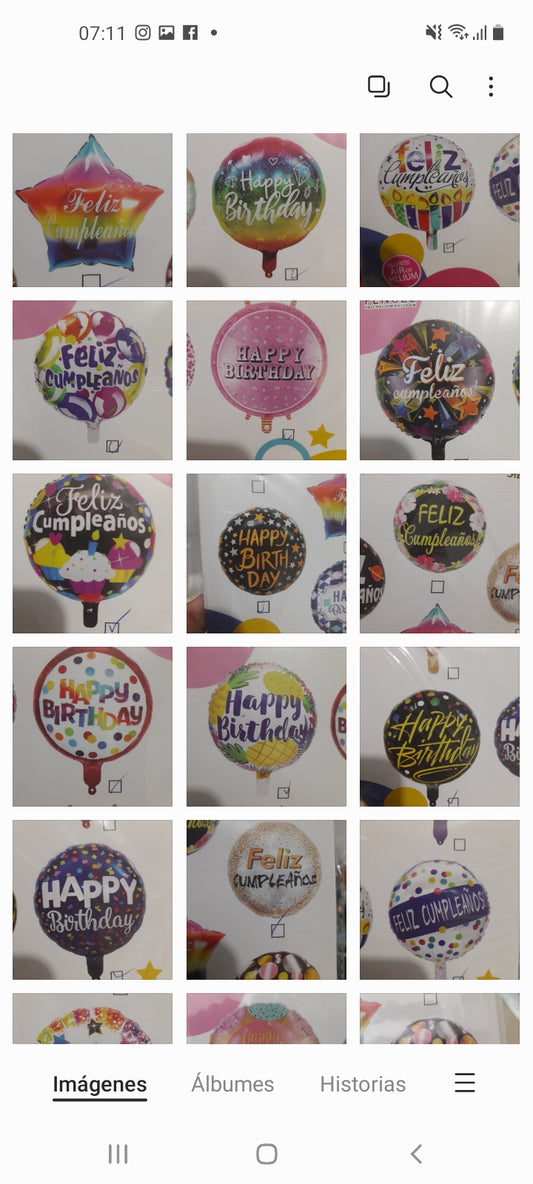 7.6 Globos feliz cumple de 18 pulg